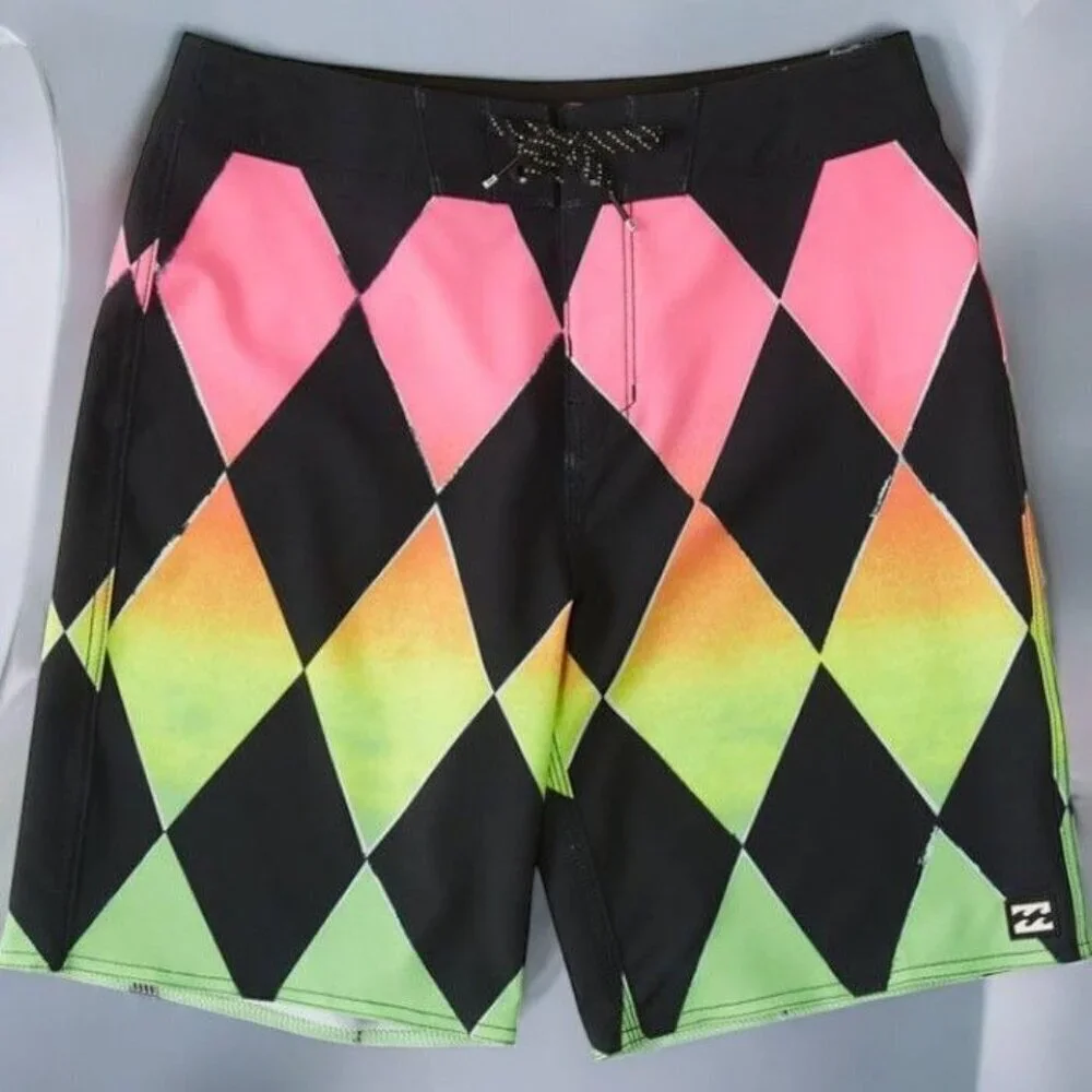 Billabong Neon Gradient Diamond Print Board Shorts NEW Boys 26 12/14